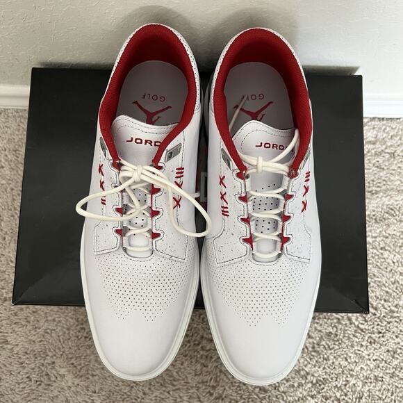 Jordan Nike Air ADG 5 White Fire Red Metallic Men's FQ6642-101 Size 10.5 New - Picture 4 of 9